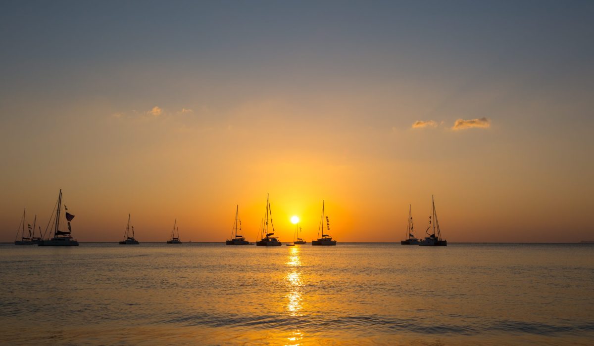 Yacht in the sea during sunset